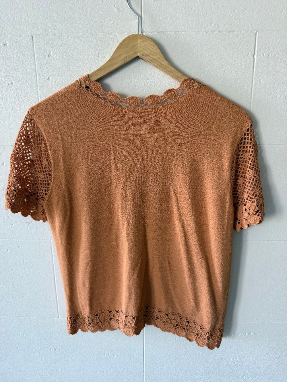 Anne Klein | Crochet Boho Short Sleeve Cardigan | Small - Picture 9 of 9